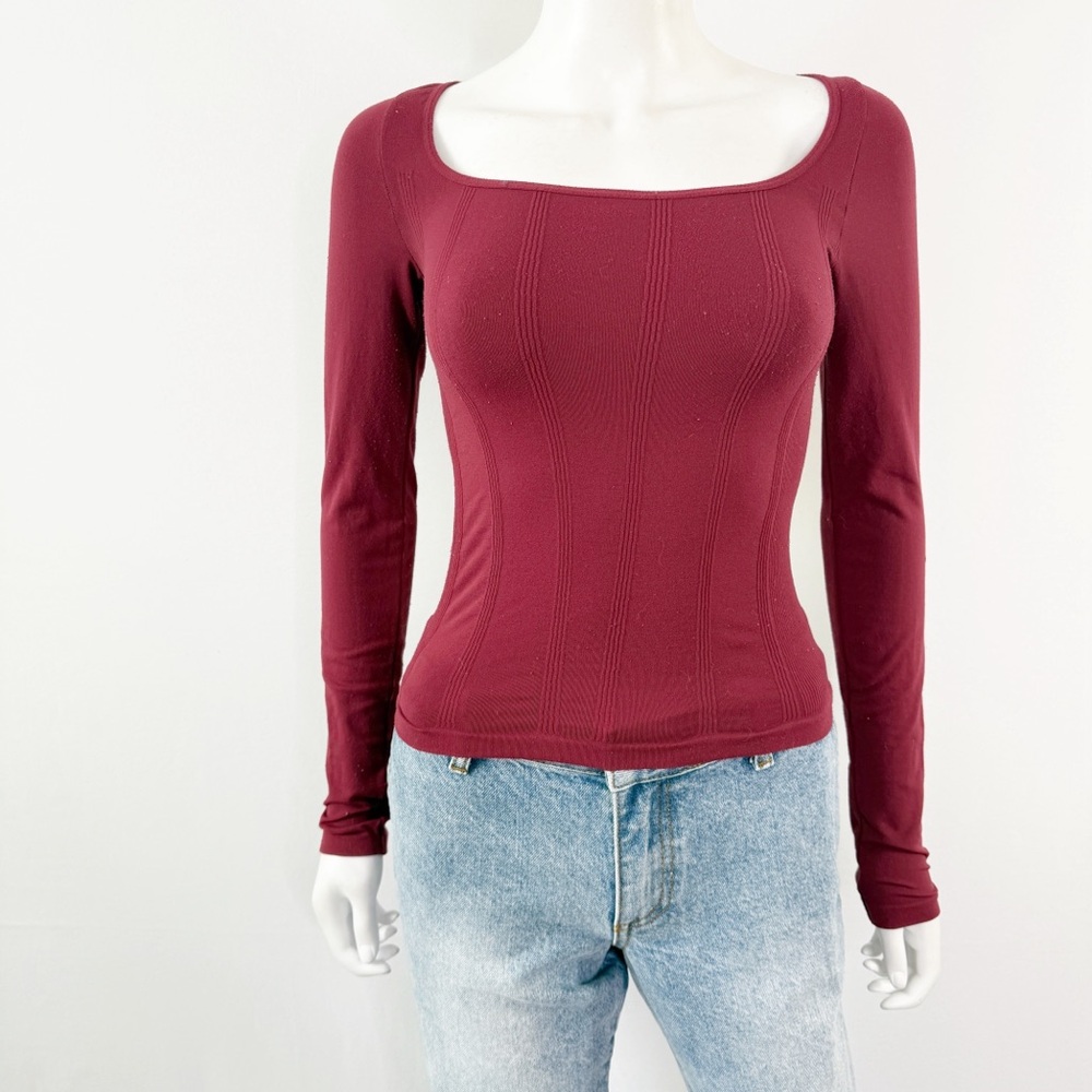 Intimately Free People Merlot Dark Red Stretchy T-Shirt Top Size XS/S Casual